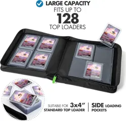 Toploader Binder, Trading Card Binder Storage,128 4 Pocket Top Loader Pokemon... - Image 4
