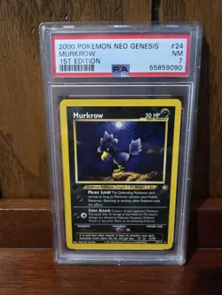 2000 Pokemon Neo Genesis Murkrow 1st Edition PSA 7 Card - Image 1