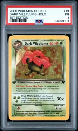 PSA 1 Dark Vileplume 1st Edition Holo Foil #13 Team Rocket 2000 Pokemon WoTC PR - Image 1