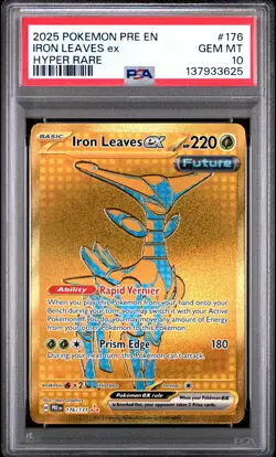 2025 POKEMON PRE EN-PRISMATIC EVOLUTIONS HYPER RARE #176 IRON LEAVES EX PSA 10 - Image 1