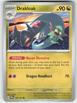 Drakloak 129/167 Common Twilight Masquerade Pokemon Near Mint - Image 1