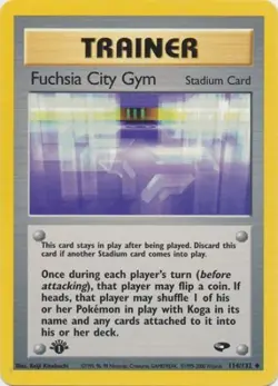 Pokemon Card - Gym Challenge 114/132 - FUCHSIA CITY GYM (unc) **1st Edition** NM - Image 1