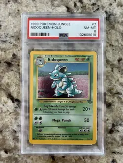 1999 Pokemon Jungle Nidoqueen Holo Card 7/64 PSA 8 NM-MT - Image 1