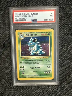Pokemon Nidoqueen Holo TCG Unlimited Jungle Card 7/64 No Symbol Error PSA 7 - Image 1