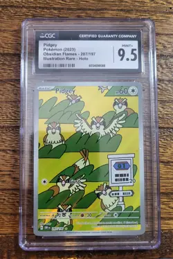 Pokemon Illustration Rare Pidgey 207/197 Holo, Obsidian Flames CGC Mint+ 9.5 - Image 1