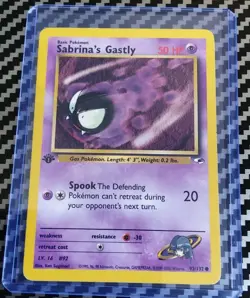 Sabrina's Gastly 1st Edition 093/132 Gym Heroes Base Non Holo WotC Pokemon 2000 - Image 1