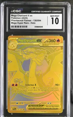 Pokemon Phantasmal Flames Mega Hyper Rare #130 Mega Charizard X Ex CGC 10 Clean - Image 1