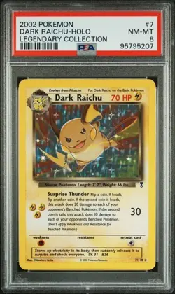 Pokemon Legendary Collection 7/110 Dark Raichu Holo PSA 8 - Image 1