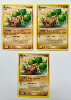 Bonsly 71/130 POKEMON Diamond and Pearl Regular LOT OF 3 LP/NM CONDITION - Image 1