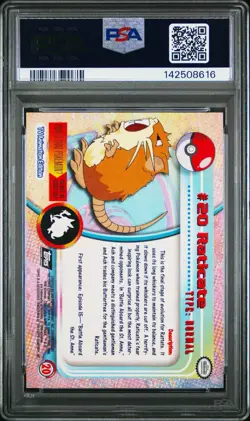 1999 Pokemon Topps TV - RATICATE #20 - PSA 9, Mint: Fresh Grade! - Image 4
