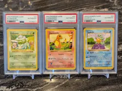 3x Shadowless PSA Base Set Bulbasaur Charmander Squirtle Pokemon 44 46 63 /102 - - Image 1