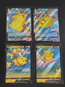 Celebrations Pokemon TCG Pikachu Surfing, Flying, Vmax, V - Image 1
