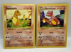 Pokemon 2 Card Lot: Charmander 46/102 & Charmeleon 24/102 Base Set (Shadowless) - Image 1