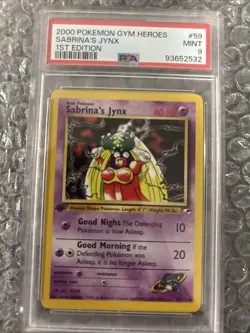 Pokemon TCG Sabrina's Jynx Card 59/132 Gym Heroes 1st Edition Psa 9 - Image 1