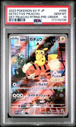 2023 POKEMON JPN SV-P PROMO #098 DETECTIVE PIKACHU PSA 10 - Image 1