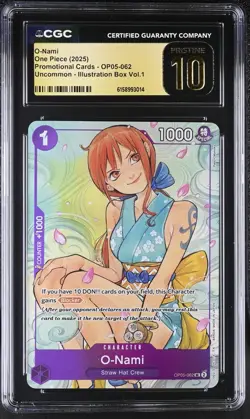 2025 ONE PIECE PROMOS ILLUSTRATION BOX VOL.1 #062 O-NAMI CGC PRISTINE 10 - Image 1