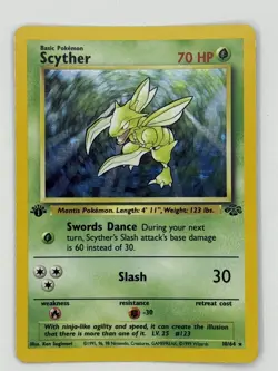 Scyther 10/64 1st Edition Jungle Holo Rare Pokemon Card - Image 3