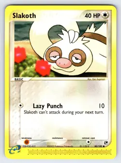 Slakoth 80/100 2003 EX Sandstorm Pokemon Card Nintendo e-Series Sugimori Nm/Vlp - Image 1