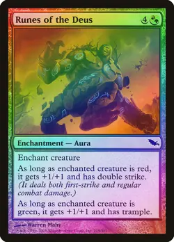 Runes of the Deus FOIL Shadowmoor HEAVILY PLD Red Green Common MTG CARD ABUGames - Image 1
