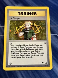 Pokemon Lt. Surge TCG 017/132 Gym Heroes Trainer Holo Card - Image 1