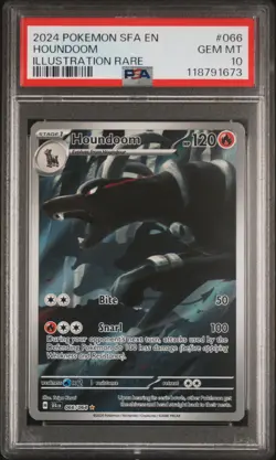 2024 POKEMON SFA EN-SHROUDED FABLE ILLUSTRATION RARE #066 HOUNDOOM PSA 10 - Image 1