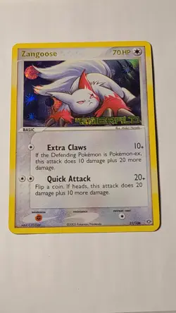 Pokemon 2005 Emerald Zangoose 21/106 Reverse Holo Stamped LP - Image 1