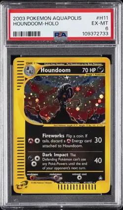 2003 POKEMON AQUAPOLIS #H11 HOUNDOOM-HOLO PSA 6 - Image 1