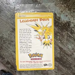 Pokemon Legendary Birds Promo Zapdos Sealed Pack Wizards of the Coast 2000 - Image 1