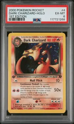 2000 POKEMON ROCKET 1ST EDITION #4 DARK CHARIZARD-HOLO PSA 6 SWIRL - Image 2