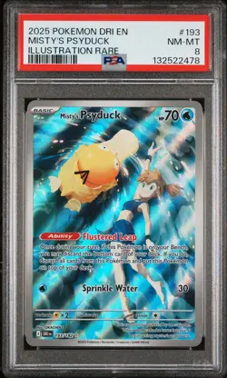 2025 POKEMON DRI EN-DESTINED RIVALS ILLUSTRATION RARE #193 MISTY'S PSYDUCK PSA 8 - Image 1