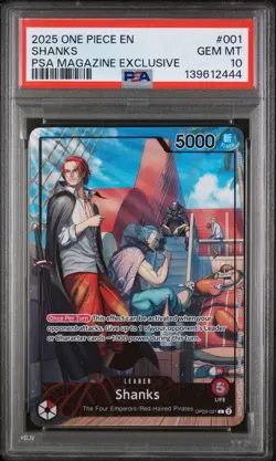 2025 ONE PIECE PROMOS PSA MAGAZINE EXCLUSIVE #001 SHANKS PSA 10 - Image 1