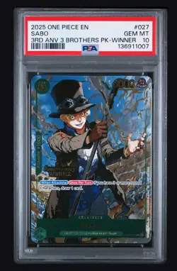 2025 ONE PIECE 3RD ANNIVERSARY TOURNAMENT 3 BROTHERS PACK WINNER SABO PSA 10 - Image 1
