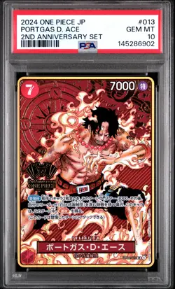 2024 ONE PIECE JAPANESE 2ND ANNIVERSARY SET #013 PORTGAS D. ACE PSA 10 - Image 1