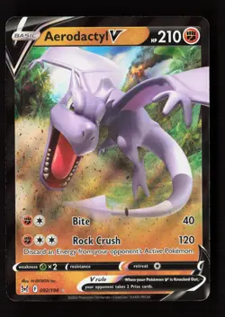Aerodactyl V 092/196 Holo V Rare Lost Origin Pokemon Near Mint - Image 1