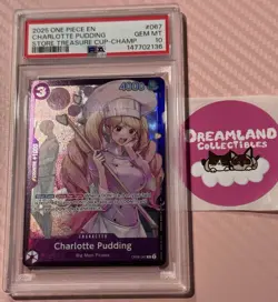 2025 One Piece EN Charlotte Pudding Store Treasure Cup-Champ PSA 10 - Image 1
