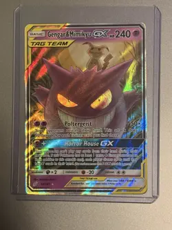 Gengar & Mimikyu GX TAG TEAM Ultra Rare Holo 53/181 Team Up Pokemon Card - Image 1