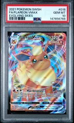 Fa/Flareon Vmax Pokemon Sword & Shield Evolving Skies 018 NM PSA 10 - Image 1