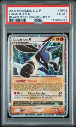 2007 POKEMON DIAMOND & PEARL BLACK STAR PROMO HOLO #DP12 LUCARIO LV.X PSA 6 - Image 1