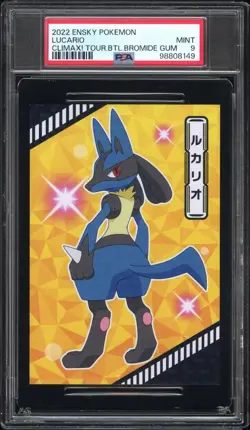 2022 ENSKY POKEMON CLIMAX! TOURNAMENT BATTLE BROMIDE GUM LUCARIO PSA 9 - Image 1