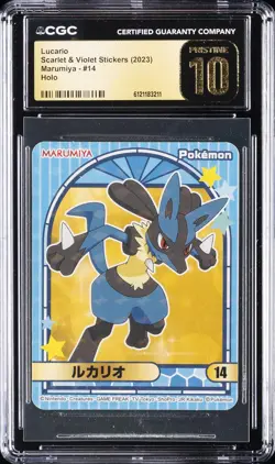 2023 POKEMON SCARLET & VIOLET STICKERS MARUMIYA - HOLO LUCARIO CGC 10 PRISTINE - Image 1