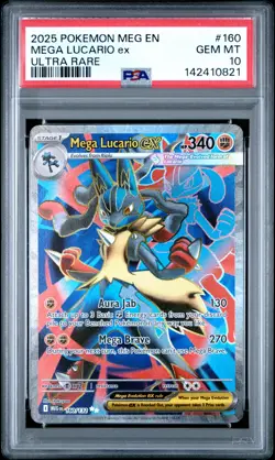 2025 POKEMON MEG EN-MEGA EVOLUTION ULTRA RARE #160 MEGA LUCARIO EX PSA 10 - Image 1