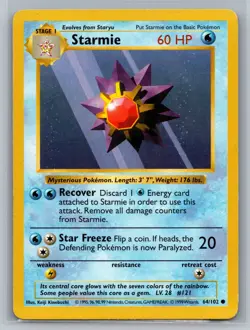 Starmie Base Set (Shadowless) #064/102 Common Pokemon Card - Image 1