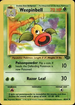 WEEPINBELL 48/64 UNCOMMON JUNGLE POKEMON UNLIMITED MP - Image 1