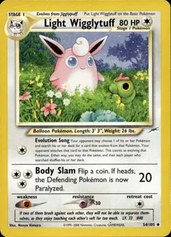 LIGHT WIGGLYTUFF 54/105 UNCOMMON NEO DESTINY POKEMON UNLIMITED MP - Image 1