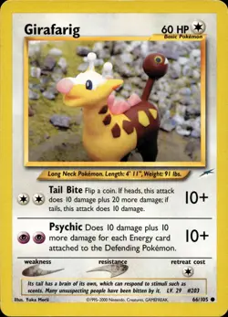 GIRAFARIG 66/105 COMMON NEO DESTINY POKEMON UNLIMITED MP - Image 1