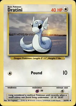 DRATINI 26/102 UNCOMMON BASE SET UNLIMITED POKEMON LP - Image 1