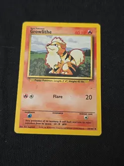 Growlithe 028/102 Base Set Regular Pokemon TCG WOTC Vintage Light Played - Image 1