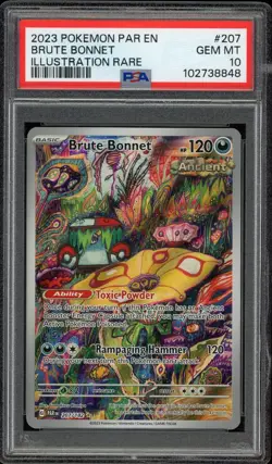 2023 POKEMON PAR EN PARADOX RIFT ILLUSTRATION RARE #207 BRUTE BONNET PSA 10 - Image 1