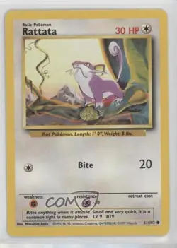 Rattata Pokemon Base Set #61 1999 - Image 1