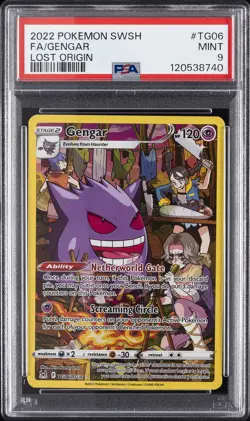 2022 POKEMON SWORD & SHIELD LOST ORIGIN #TG06 FULL ART/GENGAR PSA 9 - Image 1